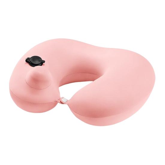 Inflatable U-shaped Pillow with Self-filled Design Built-in Air Pump Lightweight Portable Neck Support