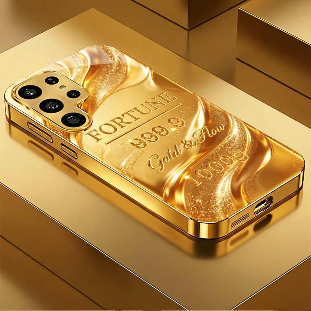 Luxury 1000g Gold Bar Pattern phone case s26 ultra case s25 ultra case glass for Samsung Galaxy S26 S25 S24 S23 S22FE Ultra Plus