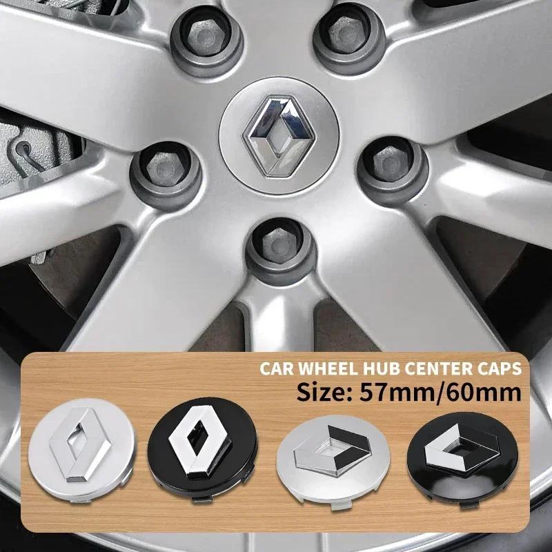 4PCS 57mm 60mm Car Wheel Center Hub Cover Badge Logo Emblem For Renault RS Koleos Captur Kadjar Megane Scenic Arkana 2 3 Twingo XX2