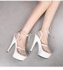 Женские туфли на шпильке, дышащие модные сандалии на шнуровке, серия 181, каблук 20 см, платформа 10 см LFD