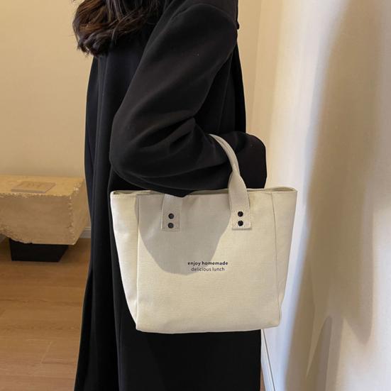 Canvas Handbag Large Capacity Zipper Closure Roomy Handbag Shopping Beach Travel Tote Bag Versatile Bento Bag