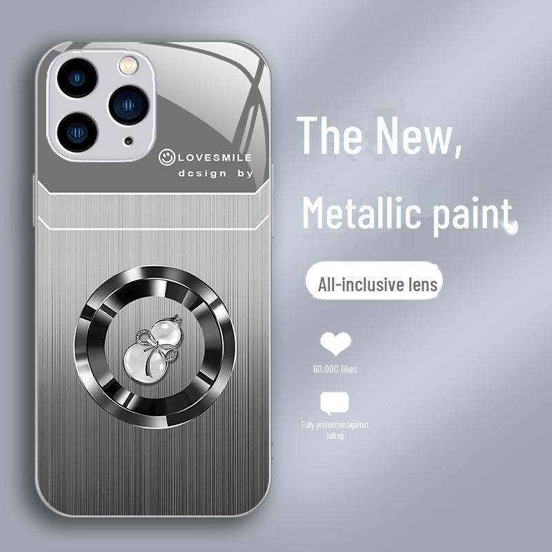 Роскошный чехол Liquid Glass с текстурой под дерево для Apple X/XS, 13Pro, 12/11, XR, XS Max и SE — защита от падений с дизайном в виде тыквы удачи.