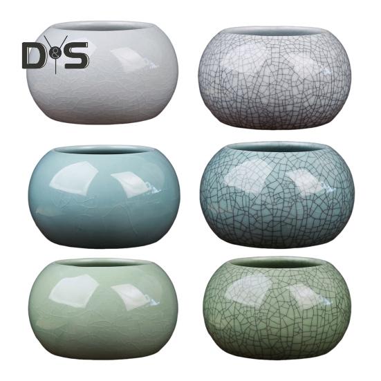 Керамическая чаша для выращивания лотоса, круглый мини-горшок для цветов, глазурованная чаша для бонсай, горшок для посадки щитолистника, небольшие гидропонные растения