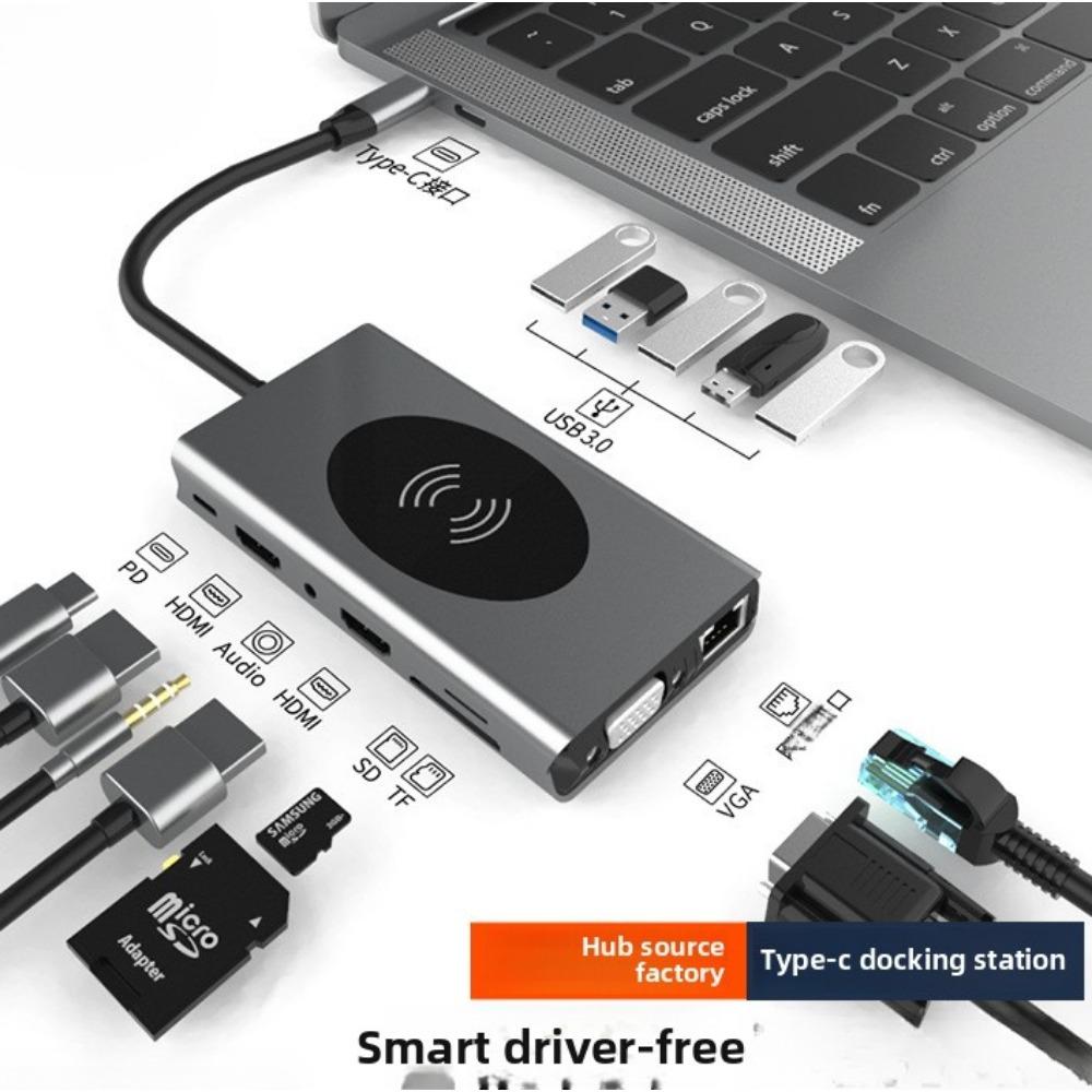 Прозрачный 10 в 1 док-станция типа C USB-концентратор адаптер для ноутбука ПК MacBook