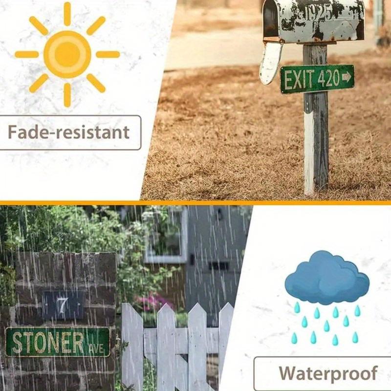 Metal Tin Sign (4''x16''/10cm*40cm), "4 Street Signs of Avenue/Exit 420/Mary Jane Lane/High Street" Vintage Plaque Decor, Home Decor, Room Decor