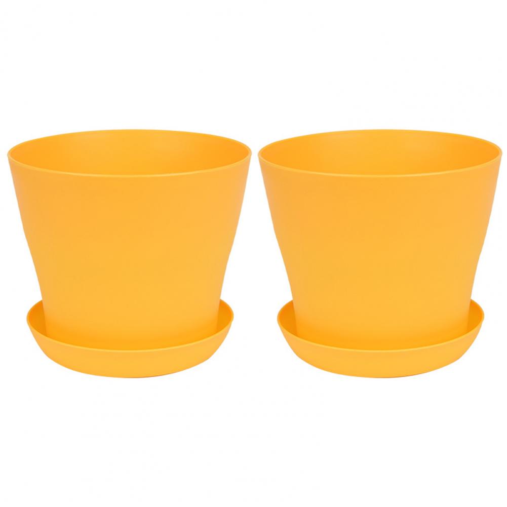 2Pcs Flower Pot Colorful Round Large Mouth PP Drainage Holes Plant Container With Saucer Lightweight Thick Nursery Pot