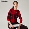 Женский свитер Zhaojun Осень/Зима 2025 100% кашемир красная клетка круглый вырез
