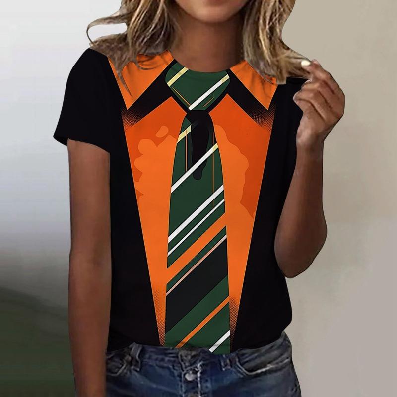 Женские футболки Летняя одежда 3D-печать Круглый вырез Короткий рукав Топы Уличная одежда Одежда оверсайз Свободные женские футболки