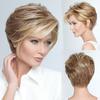 Synthetic Short Curly Wave Wig for Women Hair With Bangs Natural Mixed Blonde Brown Wig Daily Party Cosplay Use Heat Resistant Fiber