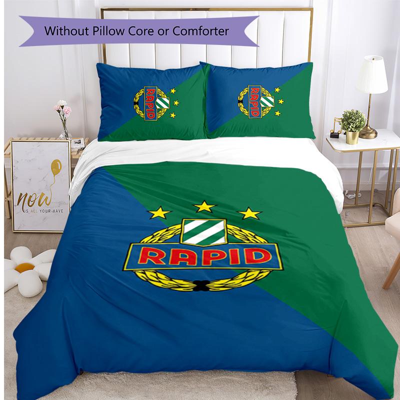 Rapid Wien FC Printed 3PCS Bedding Set Breathable Duvet Cover with Pillowcases Decorative Bed Linen for Bedroom Home