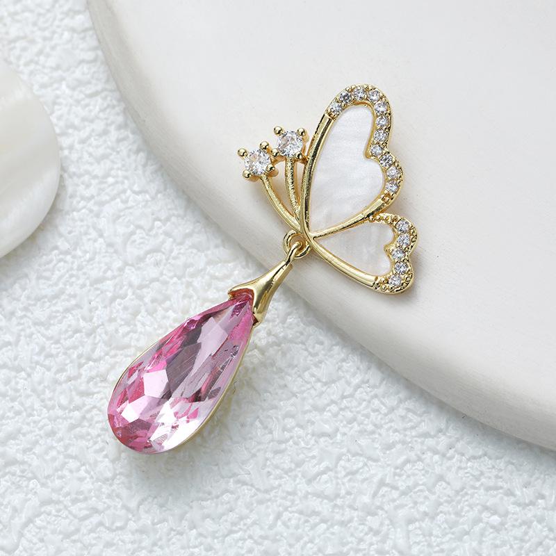 Подвеска-бабочка из позолоченной меди с цирконием для самостоятельного изготовления украшений