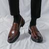 Men's Derby Shoes Slip On Dress Casual Leather Shoes Loafers British Men's Shoes