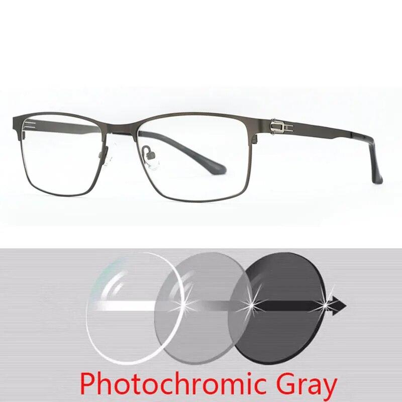 Дизайнерские очки для чтения без винтов, фотохромные серые очки для дальнозоркости, очки для дальнего зрения с силой от 0 до +400