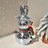 Disco Ball Reflective Christmas Snowman Statue with Knitting Scarf Hat Mirror Snowman Figurines for Dining Table Holiday