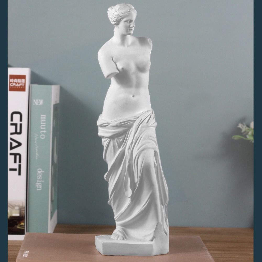 White Artwork Sketch Plaster Resin Art Figurine Beauty and Love Broken Arm Venus Statue Bookshelf