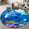 Океанические дельфины ковер 3D морской организм круглый противоскользящий коврик для спальни напольное компьютерное кресло украшение дома