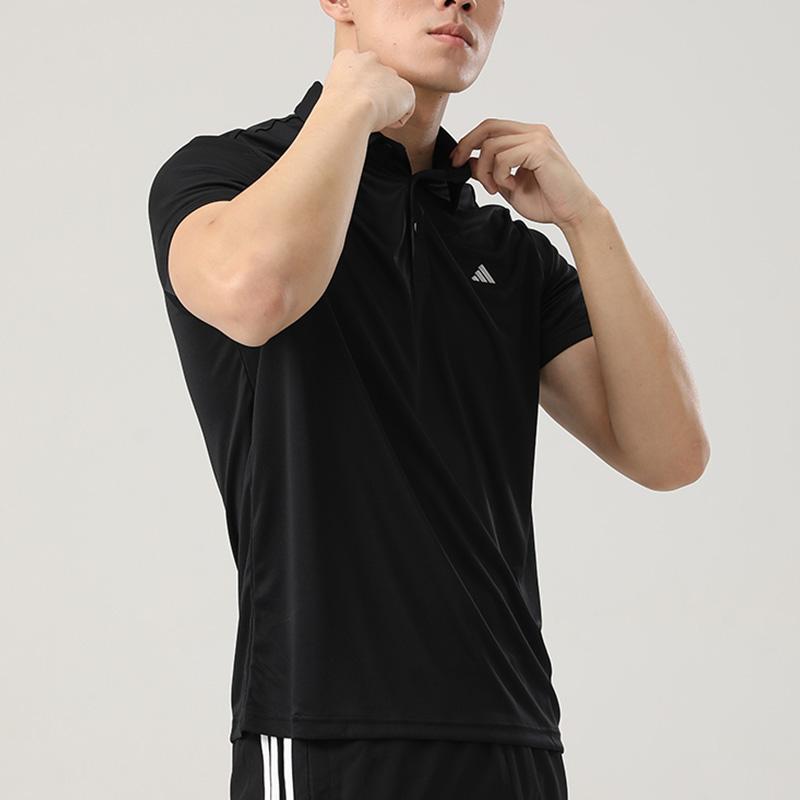 adidas Sportlife Гольф Коллекция 3 Полоски Логотип Спортивный Повседневный Рубашка-поло с коротким рукавом Мужская Черный IN6626