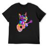 Кот Играет на Гитаре Котёнок Играет Гитарист Кот Сплэш-арт Футболка custom t shirt blanks хиппи одежда мужская дизайнерская футболка