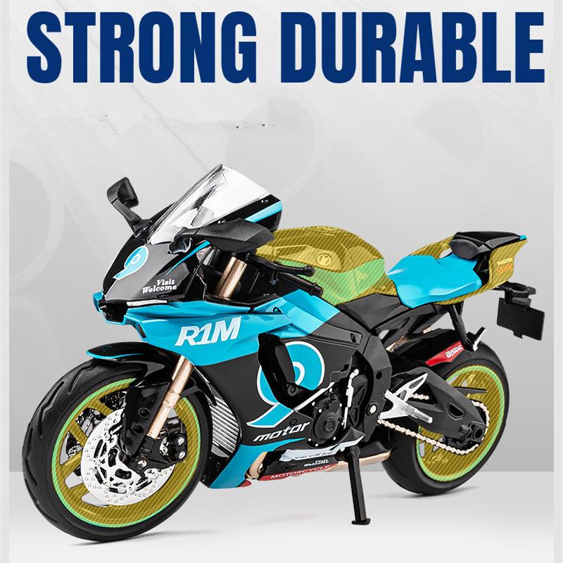 1/12 Yamaha YZF-R1M Alloy Racing Motorcycle Model Diecast Street Sports Motorcycle Model Simulation Sound and Light Детские игрушки Подарок