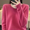 Women's V-Neck Wool Sweater: New Autumn/Winter Solid Color, Loose Fit, Versatile Style.