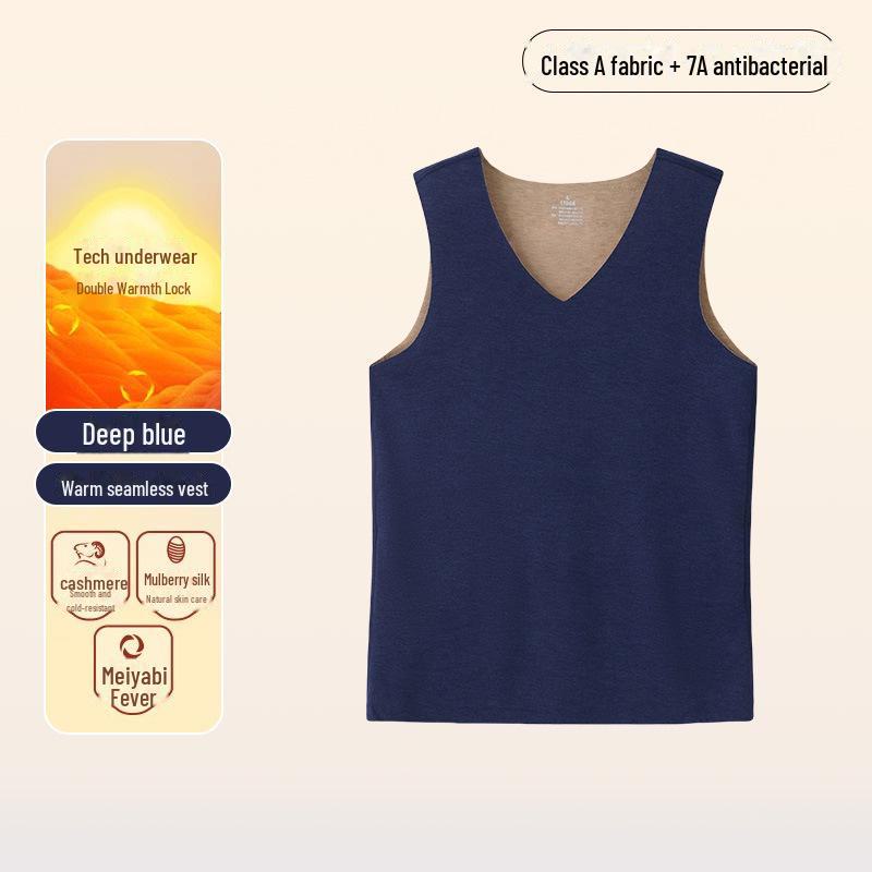 Бесшовный антибактериальный бархатный кашемировый теплый жилет класса А для мужчин
