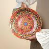 Round Bohemian Ceramic Plate Colorful Meal Dish Tableware Dinner Plate Housewarming Gift