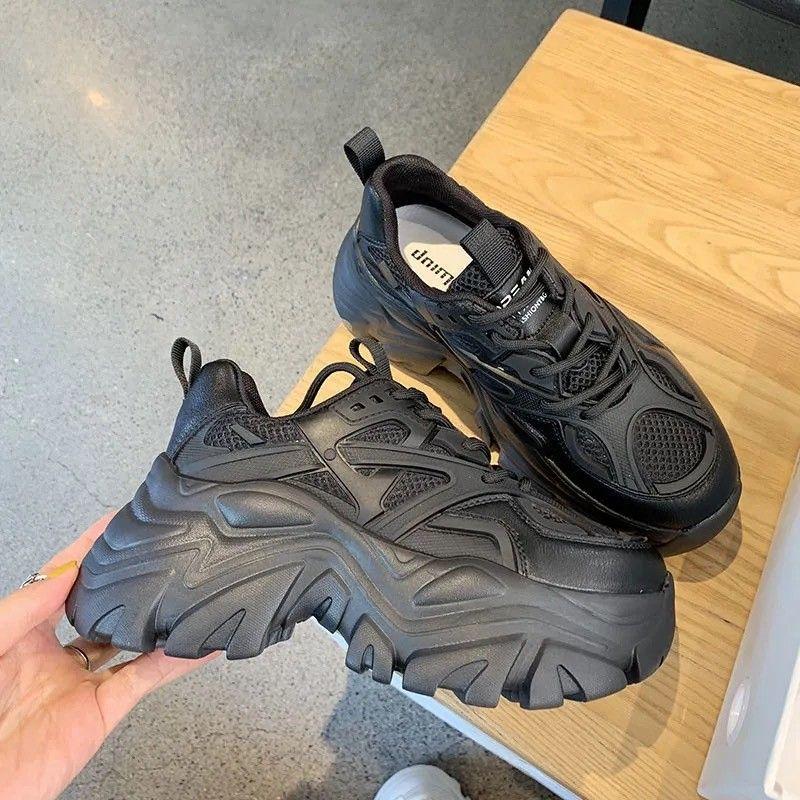 Дышащие туфли Daddy для женщин Instagram Fashion Удобная повседневная платформа Сетевая красная спортивная обувь для увеличения кроссовок