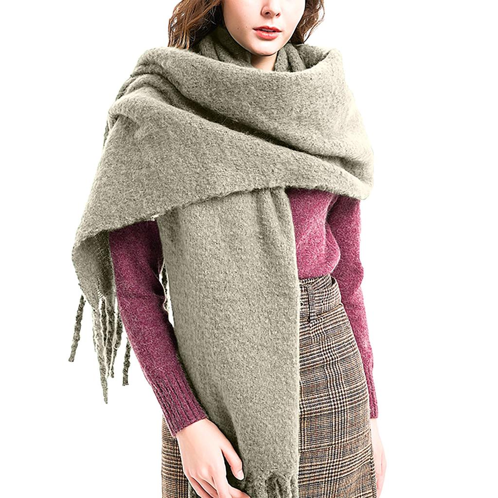 Женский осенне-зимний рождественский модный теплый повседневный однотонный длинный шарф