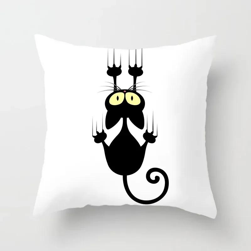 Lovely Cartoon Black Cat Cushion Cover Pillow Cover Sofa Car Home Decoration Room Decoration 45*45cm