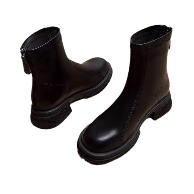 Autumn And Winter Soft Leather Boots Women'S Korean Short Boots Women'S Small Ankle Boots Simple Fashion Boots Thin Boots