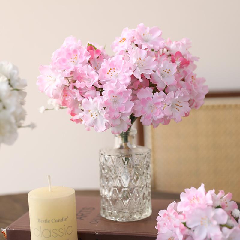 Cherry Blossom Branch Bouquet Short Branch Spring Peach Flower Artificial Flower Home Decoration Small Bouquet