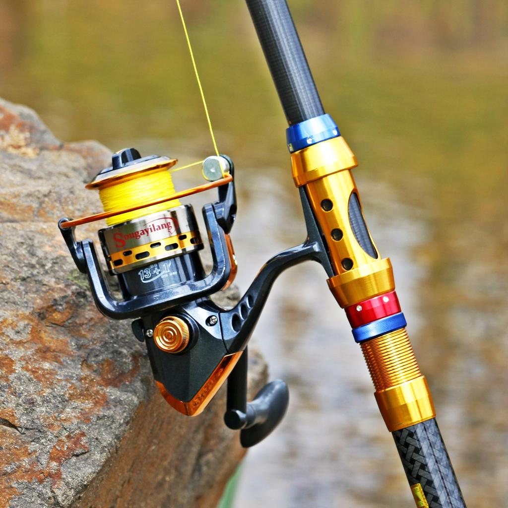 SOUGAYILANG Комбинированные катушки для удочек, складная телескопическая удочка со спиннинговой катушкой 13+1BB