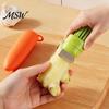Fruit Peeler for Home 3-in-1 Garlic Peeler, Carrot Shape Vegetable Portable Ginger Safety Fruits Scrubber with Brush, Multi-Functional Kitchen