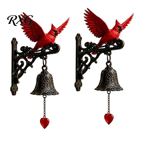 Decorative Accent for Office Red Bird Wall Mounted Doorbell, Resin Garden Hanging Bell, Outdoor Long Lasting Chime Weatherproof Ornament Farmhouse
