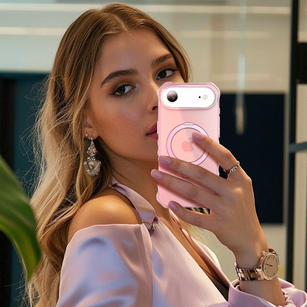 For iPhone Air Case Compatible with MagSafe Matte Kickstand Hybrid Phone Cover Small Wavy Edge