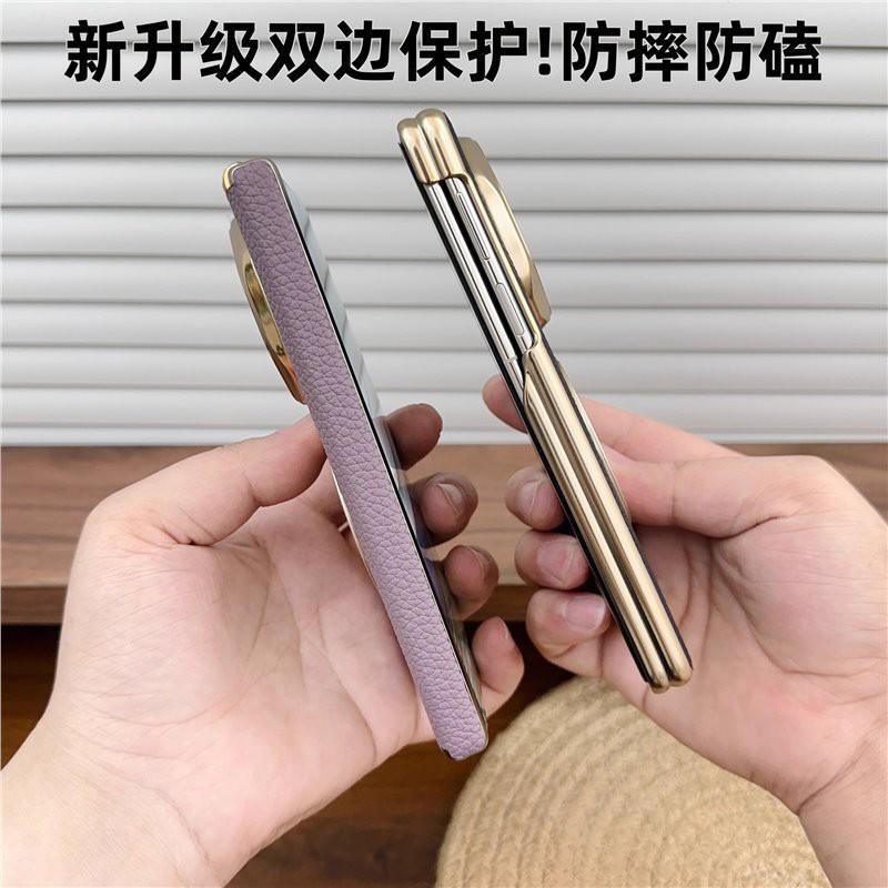 Premium Genuine Leather Phone Case Matex 6 With Dual Hinge Design Full-Body Protection Magnetic Rotating Stand Camera Lens