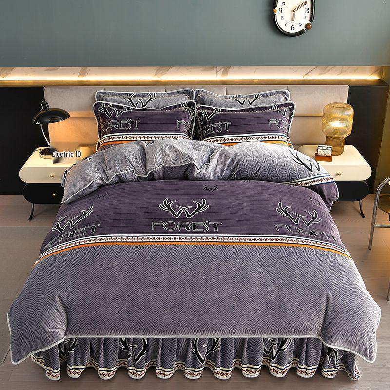 G5Z9 Jin Double-Sided Thickened Velvet Four-Piece Bedding Set for Weddings