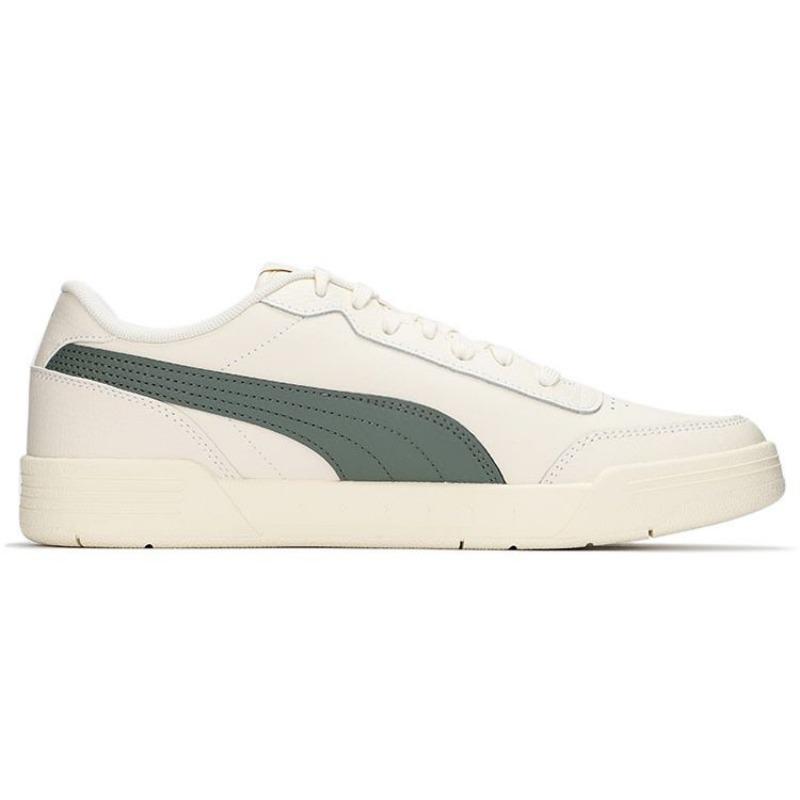 PUMA Caracal Unisex Low Skate Shoes, Split Cowhide Synthetic Leather Fabric, Versatile Breathable Wear-resistant Off White Green 369863-35