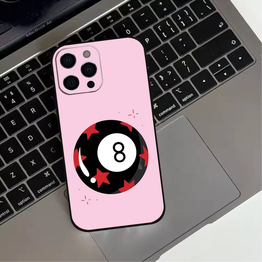 8 Ball Aesthetic Pink  Phone Case For iPhone 17,16,15,14,13,12,11 Plus,Pro Max,XS,Soft Silicone Black Cover