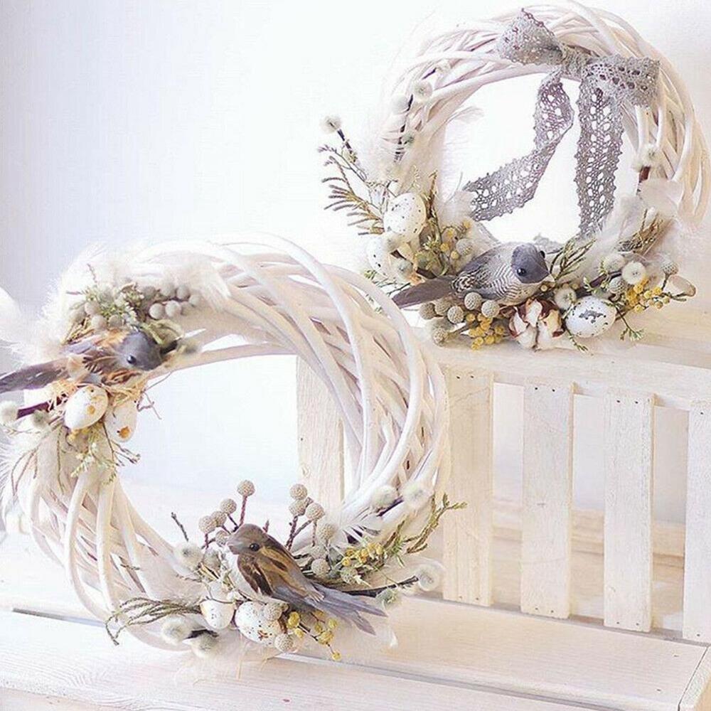 Party Wedding Ornament Natural Hanging Blank Christmas Decoration Rattan Ring White Garland Wicker Wreath
