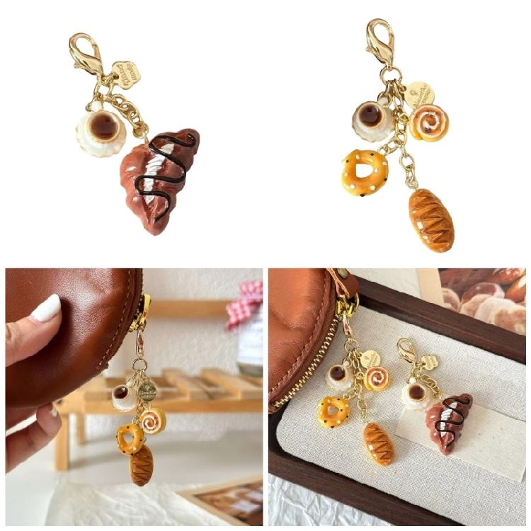 Элегантный Кошелек-Монетница Кофе и Хлеб Шарм Модная Брелок-Аксессуар Стильный Подвеска на Сумку Удобный для Путешествий Брелок