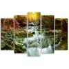 Five Piece Picture Canvas Print Autumn Forest Waterfall Rocks