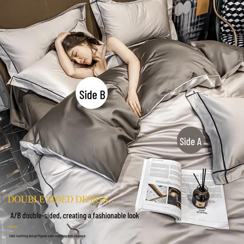 Роскошный комплект из 4 предметов из длинноволокнистого хлопка Синьцзяна: Осенне-зимние простыни, пододеяльники и постельные принадлежности