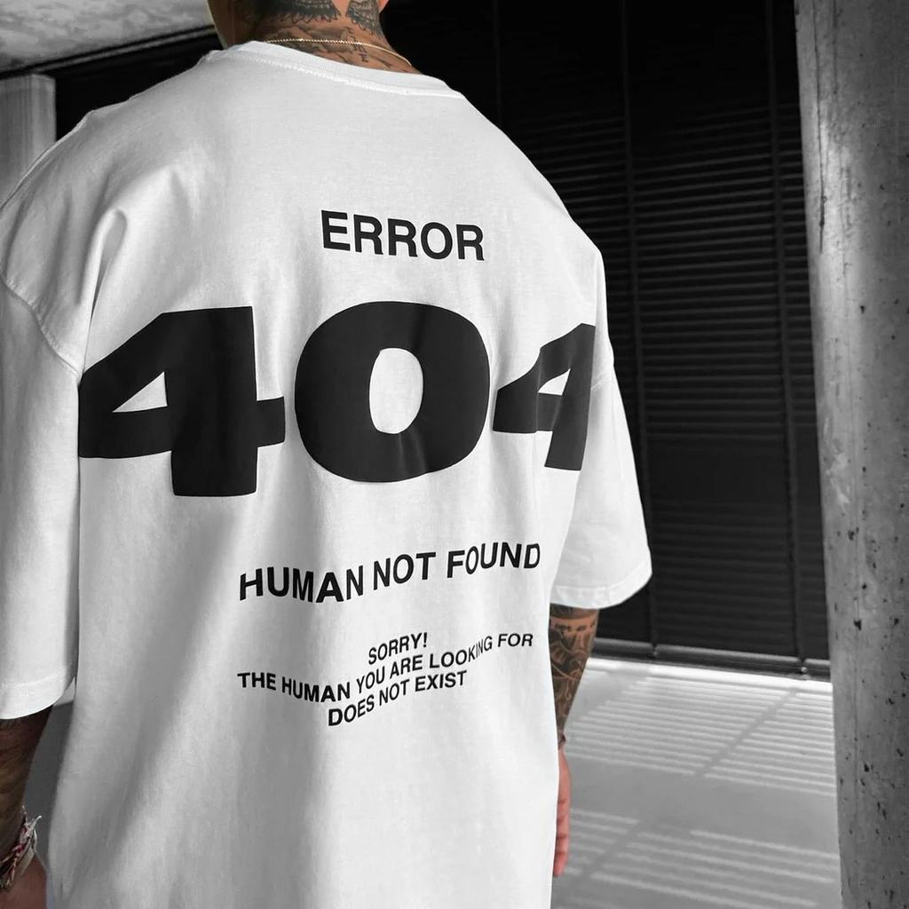 404 Graphic Men's T-Shirt Letter Printed Short Sleeve T Shirt for Men Summer Harajuku Street Y2K Cotton Tops Casual Clothing