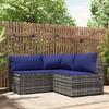 VidaXL Garden Lounge Set 3 Pcs with Cushions Grey Wicker, Outdoor Lounge Set, Furniture Set 319844