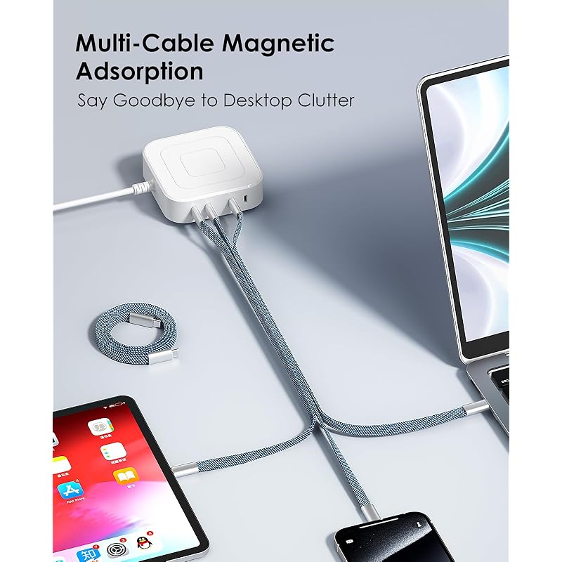Magtame Type C Cable Flat Flat Magnet Automatic Storage 240W/5A Fast Charging Type-c Cable QC4.0/PD3.1 Compatible Usbc-usbc Cable Metal Connector