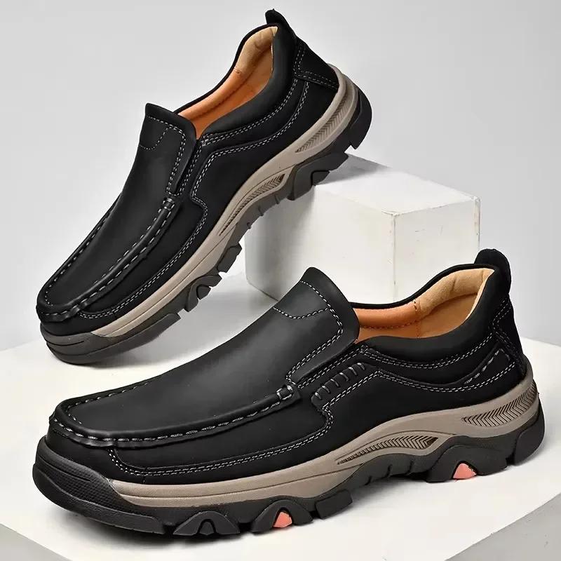 Мода Мода Кожаные Мужские Лоферы Толстая Подошва Деловая Обувь Мужская Кожаная Повседневная Обувь Мужская Обувь для Пешего Туризма Премиум Бренд