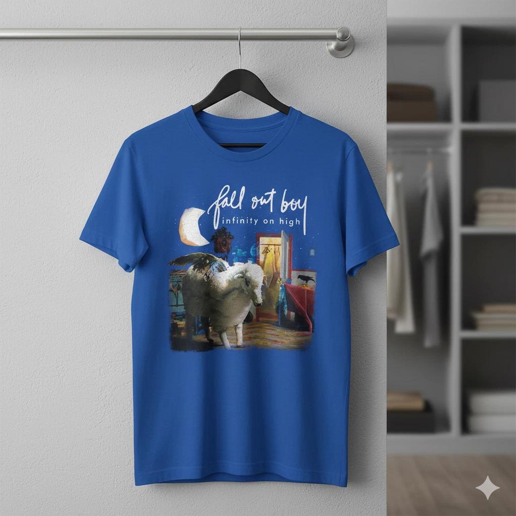 Fall Out Boy Infinity on High Graphic T-Shirt Blue Pop Punk Rock Tee - T488