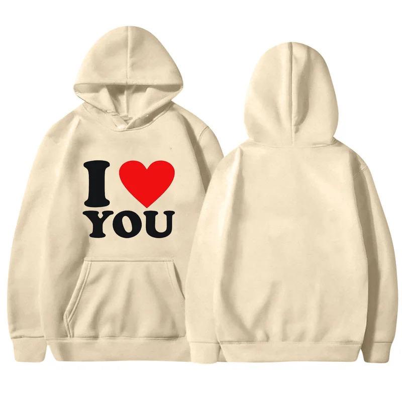 Мультфильм Аниме Пара свитер с капюшоном Европейский размер принтованный свитер с надписью «Я люблю тебя»