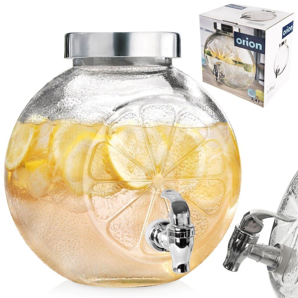 Glass jar with tap for drinks, lemonade, lemon, 5.4L, ORION 143793